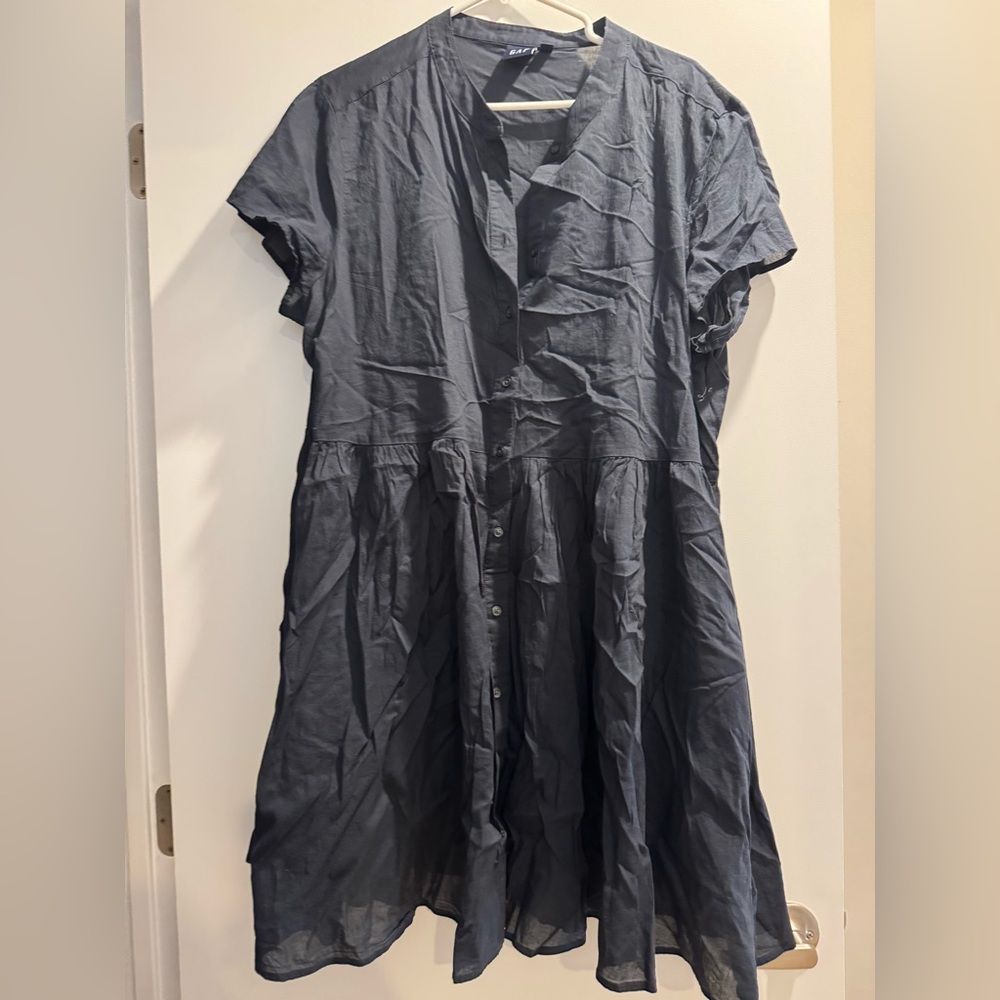 LIKE NEW! GAP Black Button-Down Babydoll Cotton Dress Sz XL Flowy Pockets